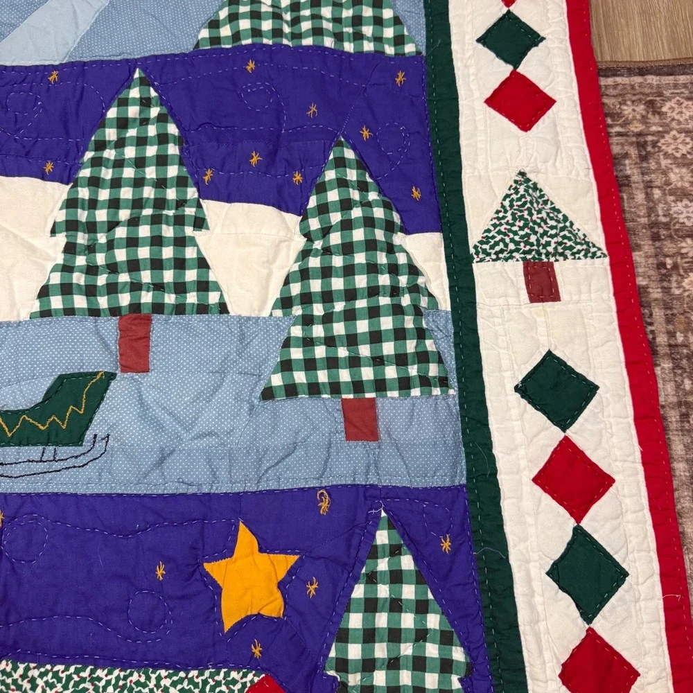 Vintage Arch Quilts Winter Village Hand Quilted Throw Wall Hanging Holiday Decor